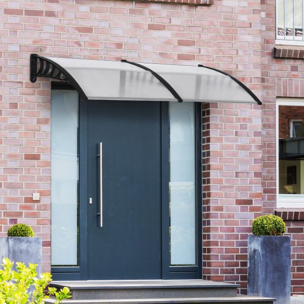 Outsunny Door Canopy Outdoor Awning Rain Shelter for Window Porch, Clear - Image 2