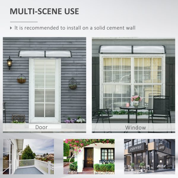 Outsunny Door Canopy Outdoor Awning Rain Shelter for Window Porch, Clear - Image 6