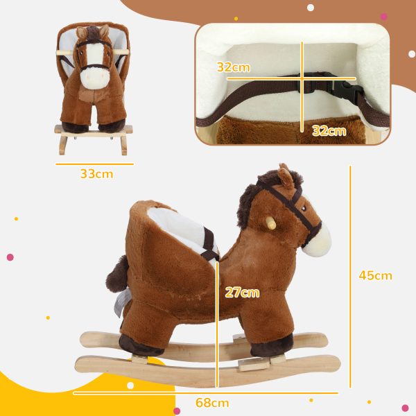 AIYAPLAY Kids Rocking Horse w/ Sound, Safety Belt - Brown - Image 5