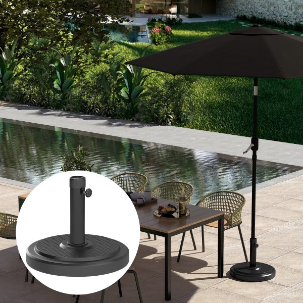 Outsunny 22kg Garden Parasol Base, Round HDPE Sun Umbrella Base, Black - Image 7