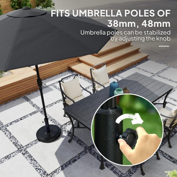 Outsunny 22kg Garden Parasol Base, Round HDPE Sun Umbrella Base, Black - Image 3