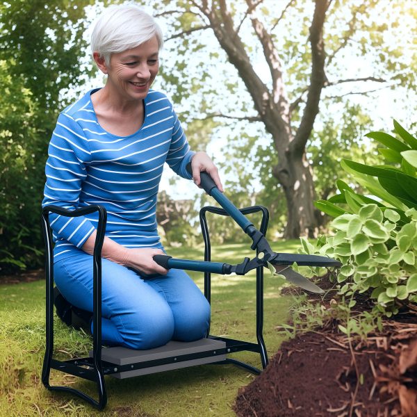 Outsunny 2 In1 Folding Garden Kneeler Foam Chair Pad Support Bench, Grey - Image 7
