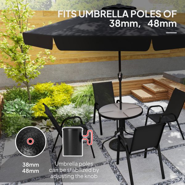 Outsunny 12kg Garden Parasol Base, Round Resin Garden Umbrella Base, Black - Image 3