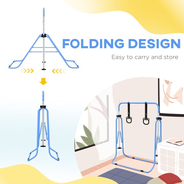 HOMCOM Adjustable Height Foldable Kids Gymnastics Bar with Non-Slip Mats - Image 6