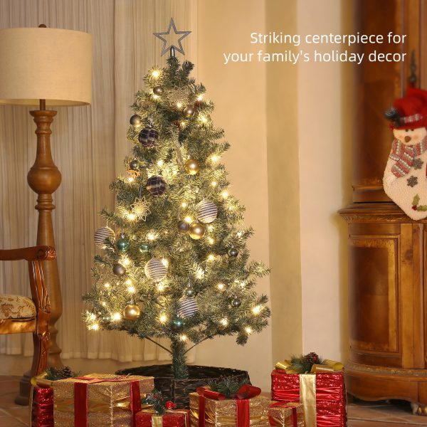 HOMCOM 5ft Artificial Christmas Tree with LED Lights and Blue Decorations - Image 3