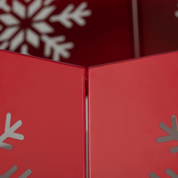 HOMCOM Hexagon Christmas Tree Base Cover with Hollow Snowflake Patterns Red - Image 6