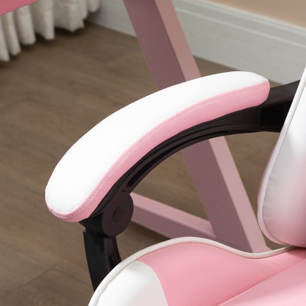 Racing Gaming Chair w/ Lumbar Support, Home Office Desk Gamer Recliner, Pink - Image 7