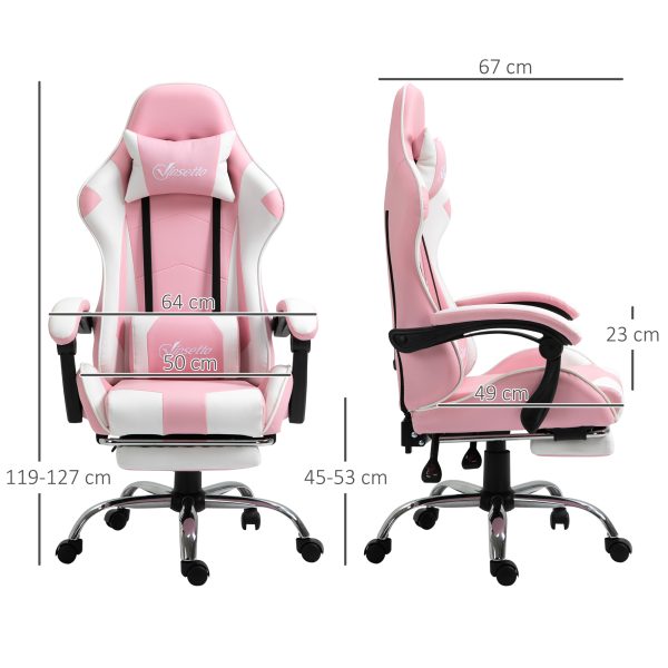Racing Gaming Chair w/ Lumbar Support, Home Office Desk Gamer Recliner, Pink - Image 3