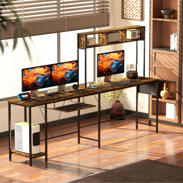 HOMCOM Reversible Corner Desk w/ USB Port, Long Computer Desk for 2 Person - Image 8