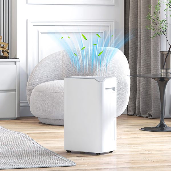 HOMCOM 20L/Day Small Dehumidifier for Home Damp Laundry, with 24H Timer - Image 2