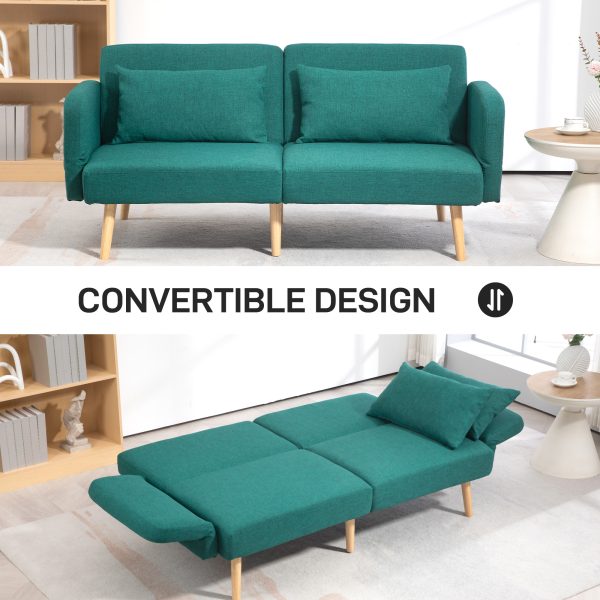 HOMCOM Convertible Sofa Bed Settee with Cushions, Adjustable Backrest - Image 4