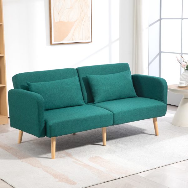 HOMCOM Convertible Sofa Bed Settee with Cushions, Adjustable Backrest - Image 2
