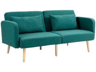 HOMCOM Convertible Sofa Bed Settee with Cushions, Adjustable Backrest