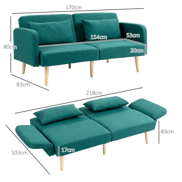 HOMCOM Convertible Sofa Bed Settee with Cushions, Adjustable Backrest - Image 3