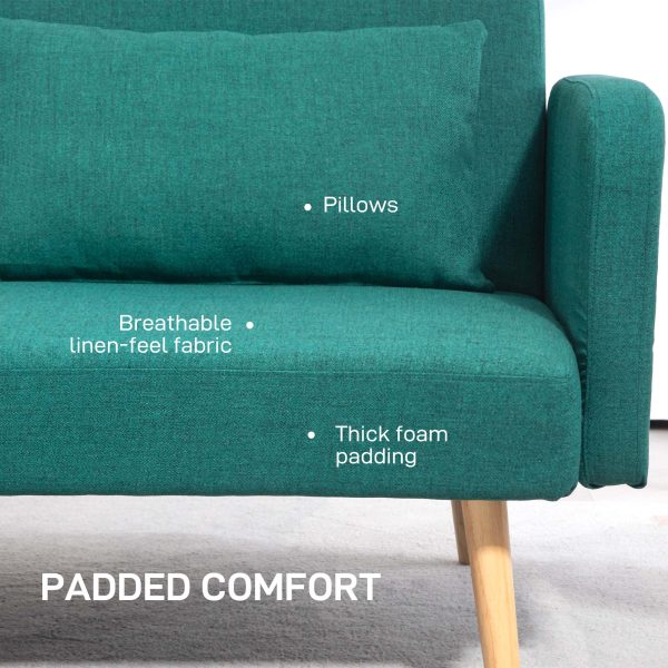 HOMCOM Convertible Sofa Bed Settee with Cushions, Adjustable Backrest - Image 5