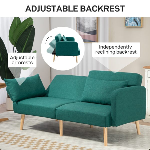 HOMCOM Convertible Sofa Bed Settee with Cushions, Adjustable Backrest - Image 6