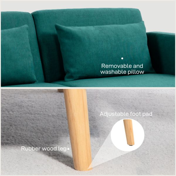 HOMCOM Convertible Sofa Bed Settee with Cushions, Adjustable Backrest - Image 7
