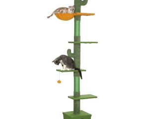 PawHut 230-275cm Floor-to-Ceiling Cat Tree for Indoor Cats with Cat House