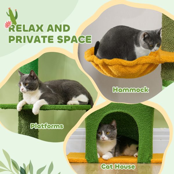 PawHut 230-275cm Floor-to-Ceiling Cat Tree for Indoor Cats with Cat House - Image 7