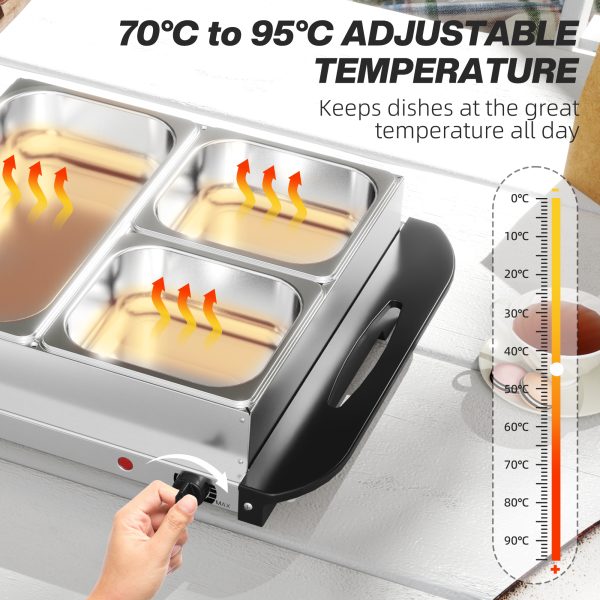 HOMCOM 6L Electric Food Warmer Buffet Server with Lids Cool Touch Handles - Image 4
