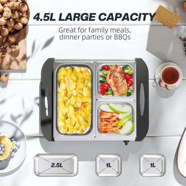 HOMCOM 6L Electric Food Warmer Buffet Server with Lids Cool Touch Handles - Image 3
