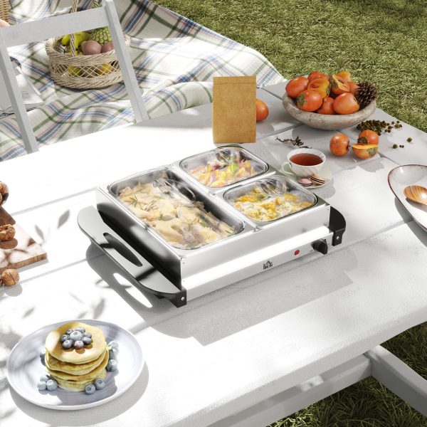 HOMCOM 6L Electric Food Warmer Buffet Server with Lids Cool Touch Handles - Image 2