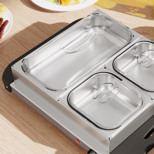 HOMCOM 6L Electric Food Warmer Buffet Server with Lids Cool Touch Handles - Image 8