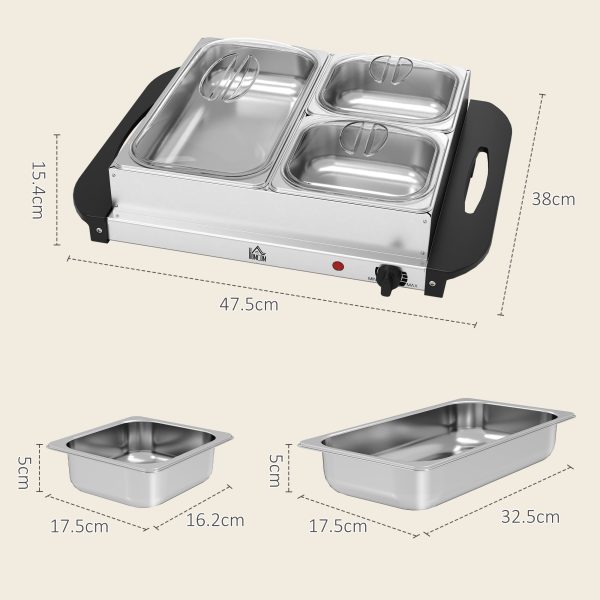 HOMCOM 6L Electric Food Warmer Buffet Server with Lids Cool Touch Handles - Image 5
