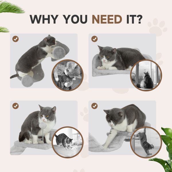 PawHut 4PCs Cat Wall Shelves with Steps, Ladder, Jumping Platforms - Image 6