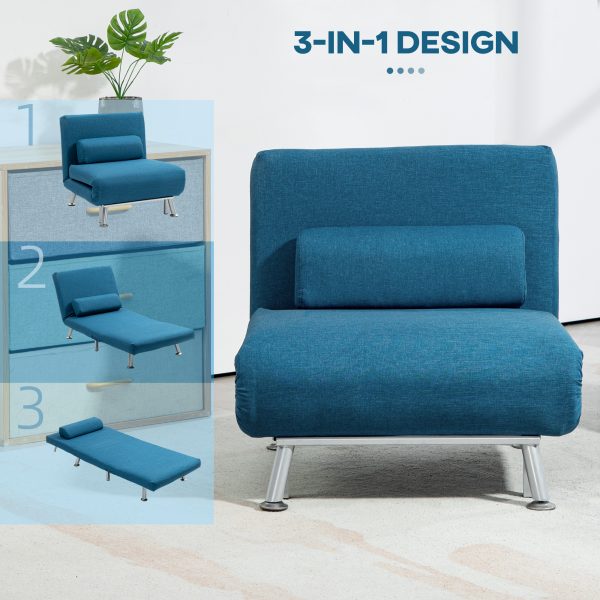 HOMCOM Single Folding 5 Position Convertible Sleeper Chair Sofa Bed - Image 3