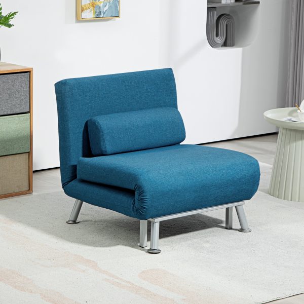 HOMCOM Single Folding 5 Position Convertible Sleeper Chair Sofa Bed - Image 2