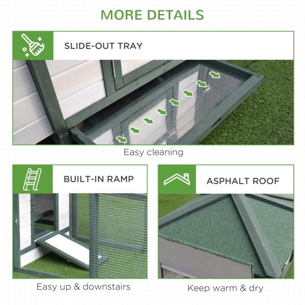 PawHut Chicken Coop Hen Poultry House w/ Nesting Box Outdoor Run Patio Wooden - Image 8