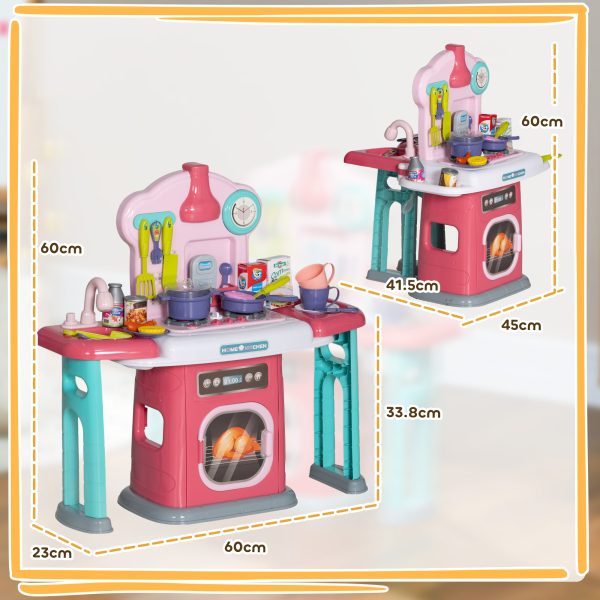 AIYAPLAY 45 Pieces Kids Kitchen w/ Rotating Tables, Light, Sound, Spray - Image 3