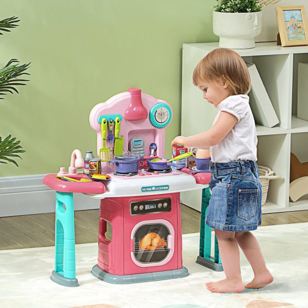 AIYAPLAY 45 Pieces Kids Kitchen w/ Rotating Tables, Light, Sound, Spray - Image 2