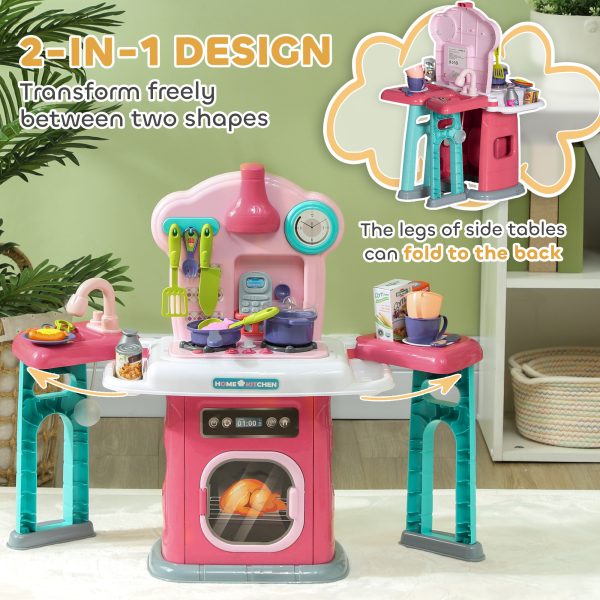 AIYAPLAY 45 Pieces Kids Kitchen w/ Rotating Tables, Light, Sound, Spray - Image 6