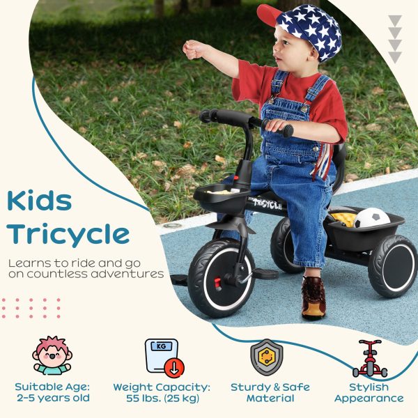 AIYAPLAY Kids Trike for 2 to 5 Years with Adjustable Seat, Baskets - Image 3