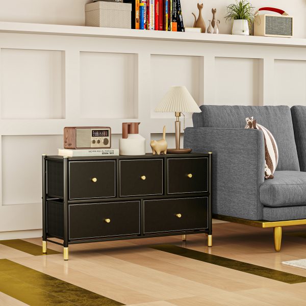 HOMCOM Fabric Chest of Drawers with PU Leather Surface, for Bedroom - Image 8