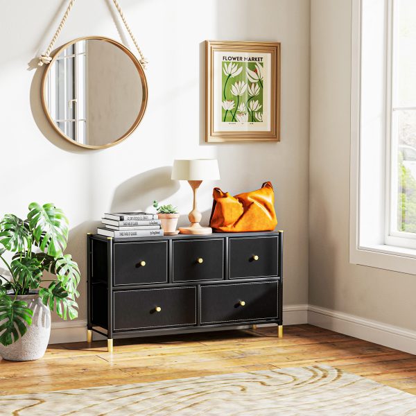 HOMCOM Fabric Chest of Drawers with PU Leather Surface, for Bedroom - Image 2