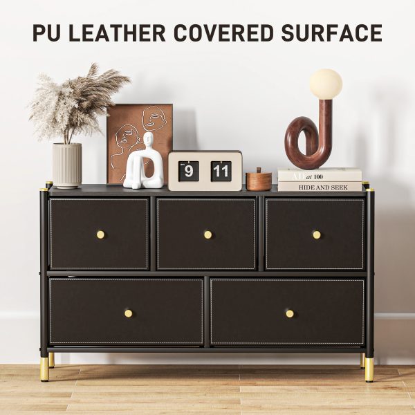 HOMCOM Fabric Chest of Drawers with PU Leather Surface, for Bedroom - Image 4