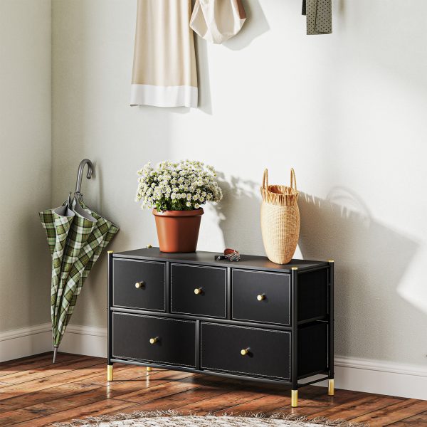 HOMCOM Fabric Chest of Drawers with PU Leather Surface, for Bedroom - Image 6