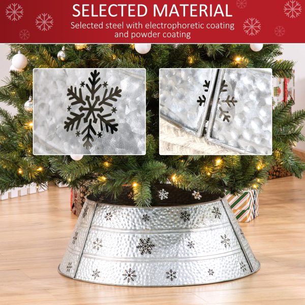 HOMCOM 66cm Christmas Tree Collar with Hollow Snowflake Patterns Silver - Image 4