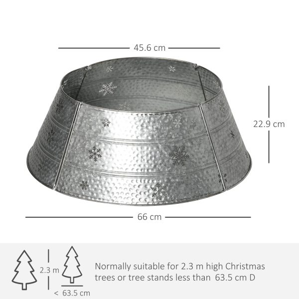 HOMCOM 66cm Christmas Tree Collar with Hollow Snowflake Patterns Silver - Image 5