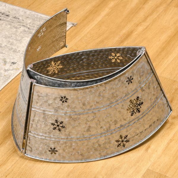 HOMCOM 66cm Christmas Tree Collar with Hollow Snowflake Patterns Silver - Image 6