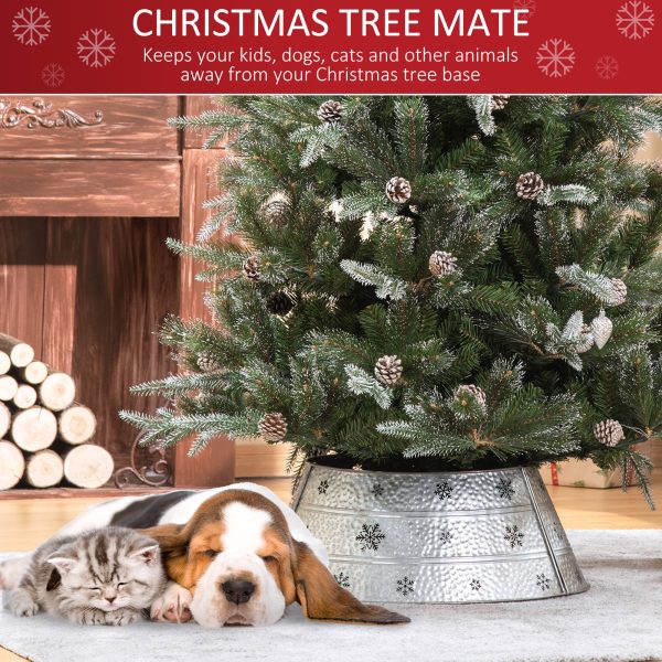 HOMCOM 66cm Christmas Tree Collar with Hollow Snowflake Patterns Silver - Image 3