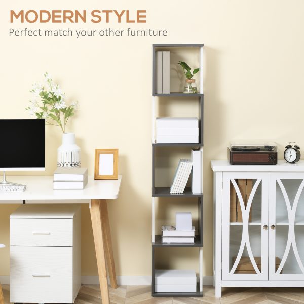HOMCOM 5-Tier Bookshelf Freestanding Bookcase Storage Shelves - Image 3