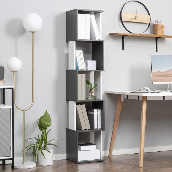 HOMCOM 5-Tier Bookshelf Freestanding Bookcase Storage Shelves - Image 2
