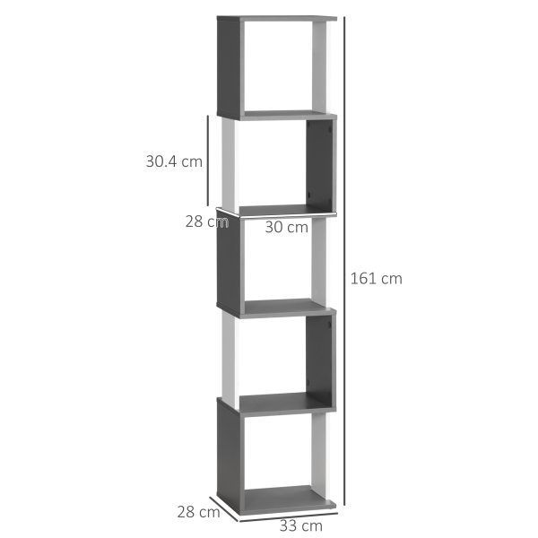 HOMCOM 5-Tier Bookshelf Freestanding Bookcase Storage Shelves - Image 5