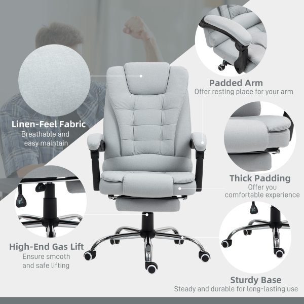 HOMCOM Executive Office Chair Swivel Chair with Footrest Light Grey - Image 7