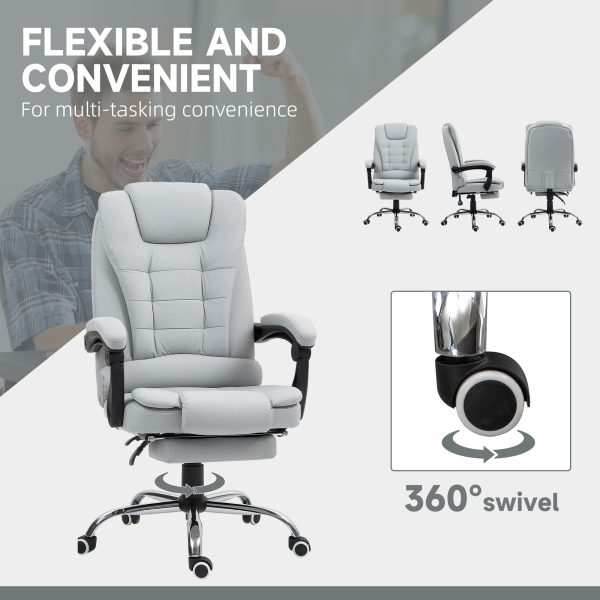 HOMCOM Executive Office Chair Swivel Chair with Footrest Light Grey - Image 6