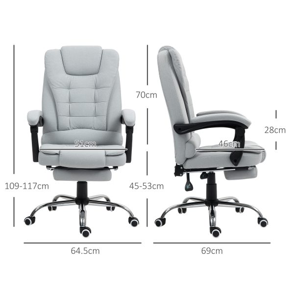 HOMCOM Executive Office Chair Swivel Chair with Footrest Light Grey - Image 5